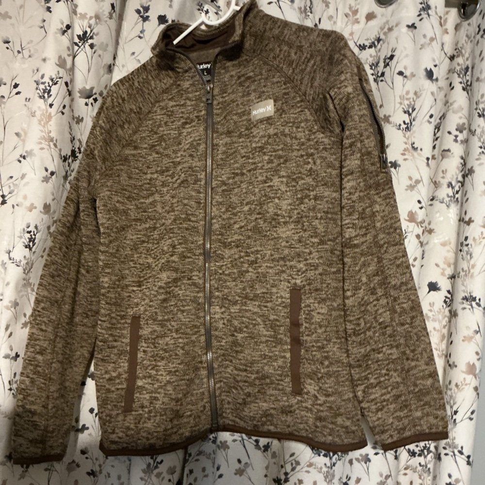 Hurley Marled Brown Full-Zip Knit Jacket